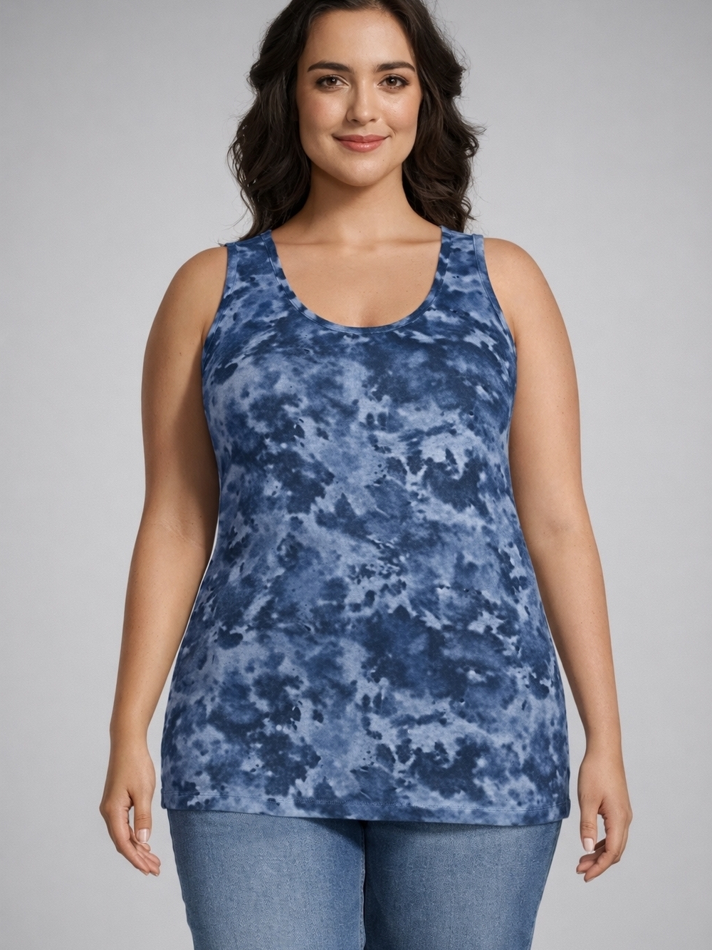 Terra & Sky Blue Tie-Dye Scoop Neck Tank